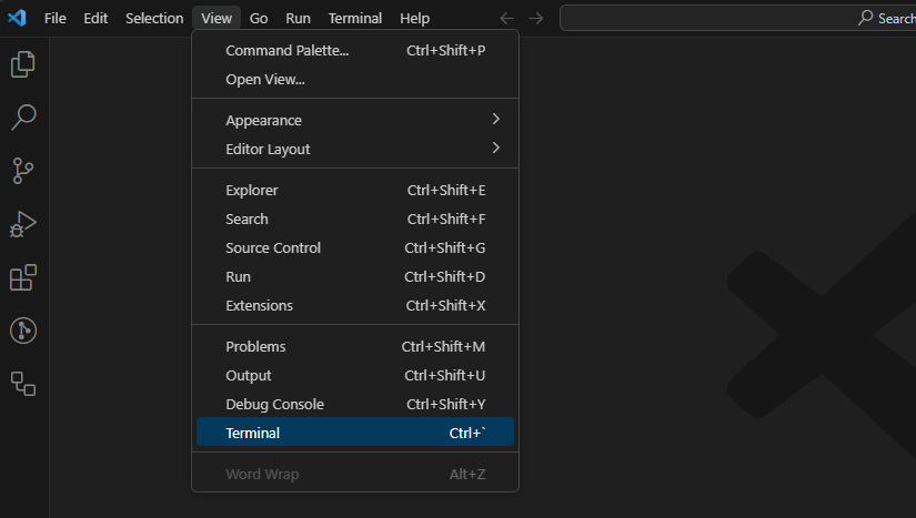 View Terminal Menu