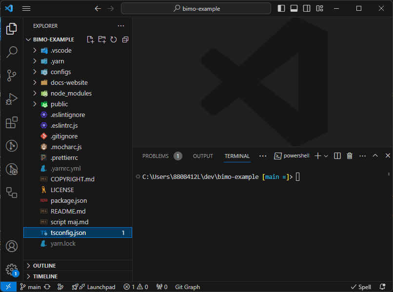 Visual Studio Code window with project loaded